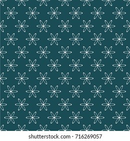 white geometric vector shapes to form a seamless pattern on dark green background 
