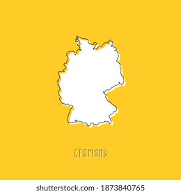 White GERMANY country map with black outline on yellow background. Simple geographic territory template concept. Vector ilustration easy to edit and customize. EPS10