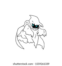 white ghost with blanket, vector illustration for halloween