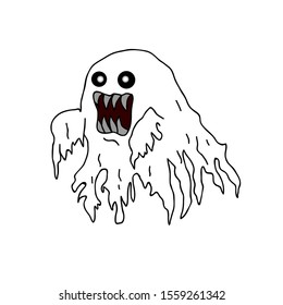 white ghost with blanket, vector illustration for halloween