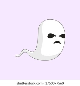 White Ghost Cartoon Character, Funny ghost, scary, flying