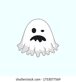 White Ghost Cartoon Character, Funny ghost, scary, flying