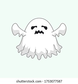 White Ghost Cartoon Character, Funny ghost, scary, flying