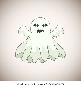 White Ghost Cartoon Character Happy Halloween