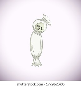 White Ghost Cartoon Character Happy Halloween