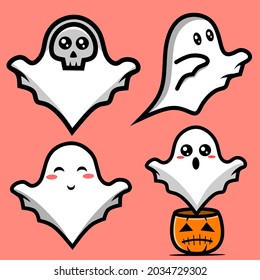 white ghost character. kawaii designs