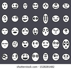 White Ghost Face Icon Set - Vector