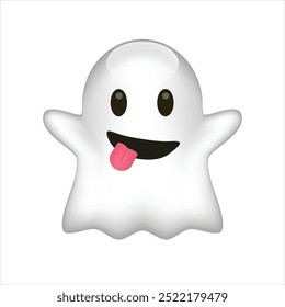 white ghost funny cute icon logo sign symbol emoji emotion chat social media item art design vector template