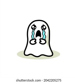 white ghost halloween cartoon cute cry.