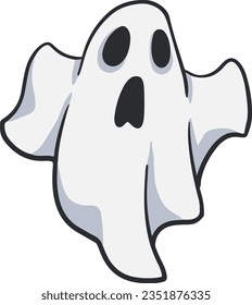 white ghost halloween monster doodle handrawn vector drawing