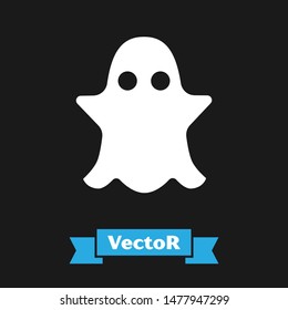 White Ghost icon isolated on black background.  Vector Illustration