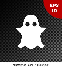 White Ghost icon isolated on transparent dark background.  Vector Illustration