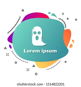 White Ghost icon isolated on white background. Happy Halloween party. Abstract banner with liquid shapes. Vector Illustration