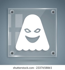 White Ghost icon isolated on grey background. Square glass panels. Vector
