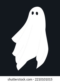 White ghost icon. Sticker for social networks and instant messengers. Terrible and scary character, phobia and nightmare. Magic, mysticism and sorcery, witchcraft. Cartoon flat vector illustration