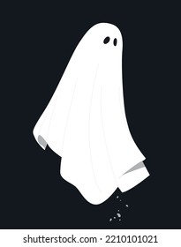 White Ghost Icon. Sticker For Social Networks And Messengers. Scary Flying Character. Mysticism, Imagination And Fantasy, Phobia And Nightmare. Magic And Sorcery. Cartoon Flat Vector Illustration