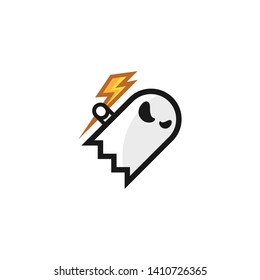 White ghost logo vector. Ghost icon vector.