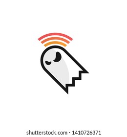 White ghost logo vector. Ghost icon vector.