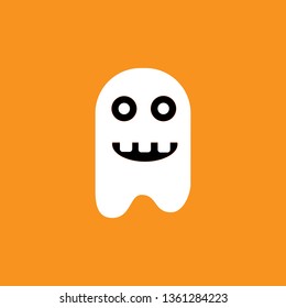 White ghost on the orange background