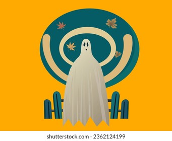 white ghost on orange background