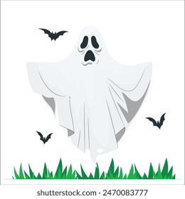 white ghost, phantom silhouette isolated on transparent background. Halloween spooky monster, scary spirit or poltergeist flying in night. Mystic creature without body. Halloween spooky monster. 2549