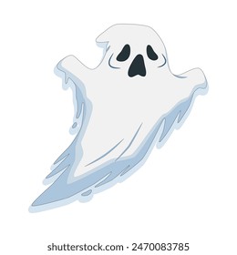 white ghost, phantom silhouette isolated on transparent background. Halloween spooky monster, scary spirit or poltergeist flying in night. Mystic creature without body. Halloween spooky monster. 2547