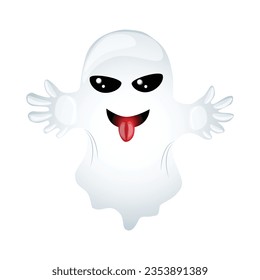 white ghost scares you by showing you its tongue