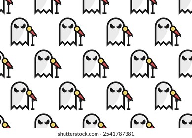 White ghost seamless pattern background template