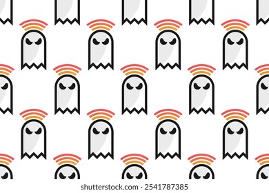 White ghost seamless pattern background template