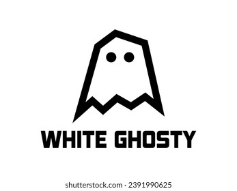 White ghost simple and cute logo