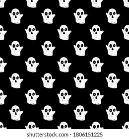 Espíritus blancos. Patrones sin fisuras de Halloween. Colección tradicional de símbolos de vacaciones. Ilustración del vector.