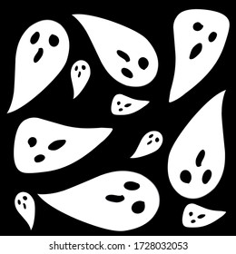 Halloween: fantasmas blancos. Patrón de Halloween blanco y negro con fantasmas