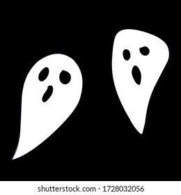 White ghosts on Halloween. Black and white Halloween pattern with ghosts