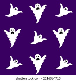 white ghosts pattern on purple background