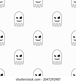 White ghosts repeated pattern. Vector.