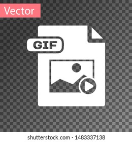 White GIF file document. Download gif button icon isolated on transparent background. GIF file symbol.  Vector Illustration