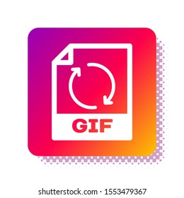 White GIF file document. Download gif button icon isolated on white background. GIF file symbol. Square color button. Vector Illustration