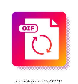 White GIF file document. Download gif button icon isolated on white background. GIF file symbol. Square color button. Vector Illustration
