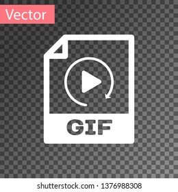 White GIF file document icon. Download gif button icon isolated on transparent background. GIF file symbol. Vector Illustration