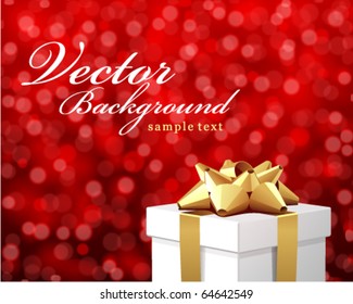 White gift with bokeh vector card
