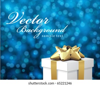 White gift with bokeh vector card