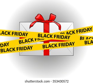 White gift box, with "Black Friday" sticky label.