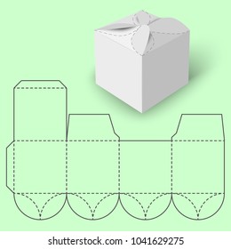 White gift box with Blueprint Template. Vector illustration.