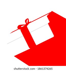 white gift box falling minimalism in red shadow vector illustration 