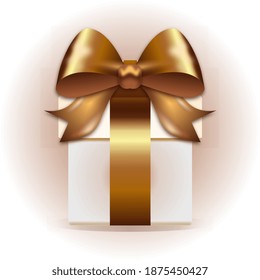 White gift box with gold bow
