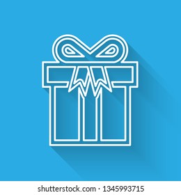 White Gift box icon isolated with long shadow. Vector Illustration