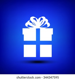 White gift box isolate on blue background