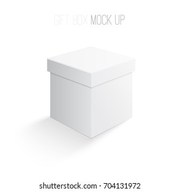 White gift box mock up isolated with realistic shadow on a white background