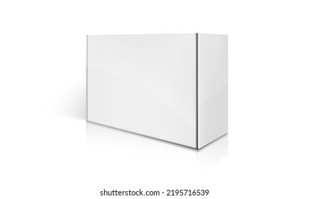 White gift box mockup vector illustration. Package mockup. Branding box for any design.