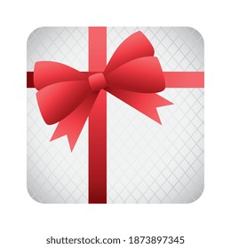 white gift box present with red ribbon vector illustration design